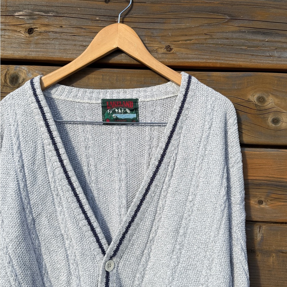Vintage Gray and Black Lakeland knit Cardigan Sweater - Picture 4 of 10